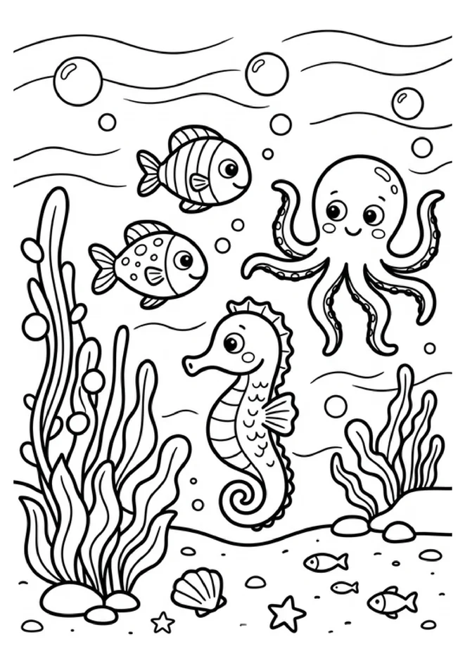 Desenhos para colorir fundo do mar para imprimir e colorir - imagem 4
